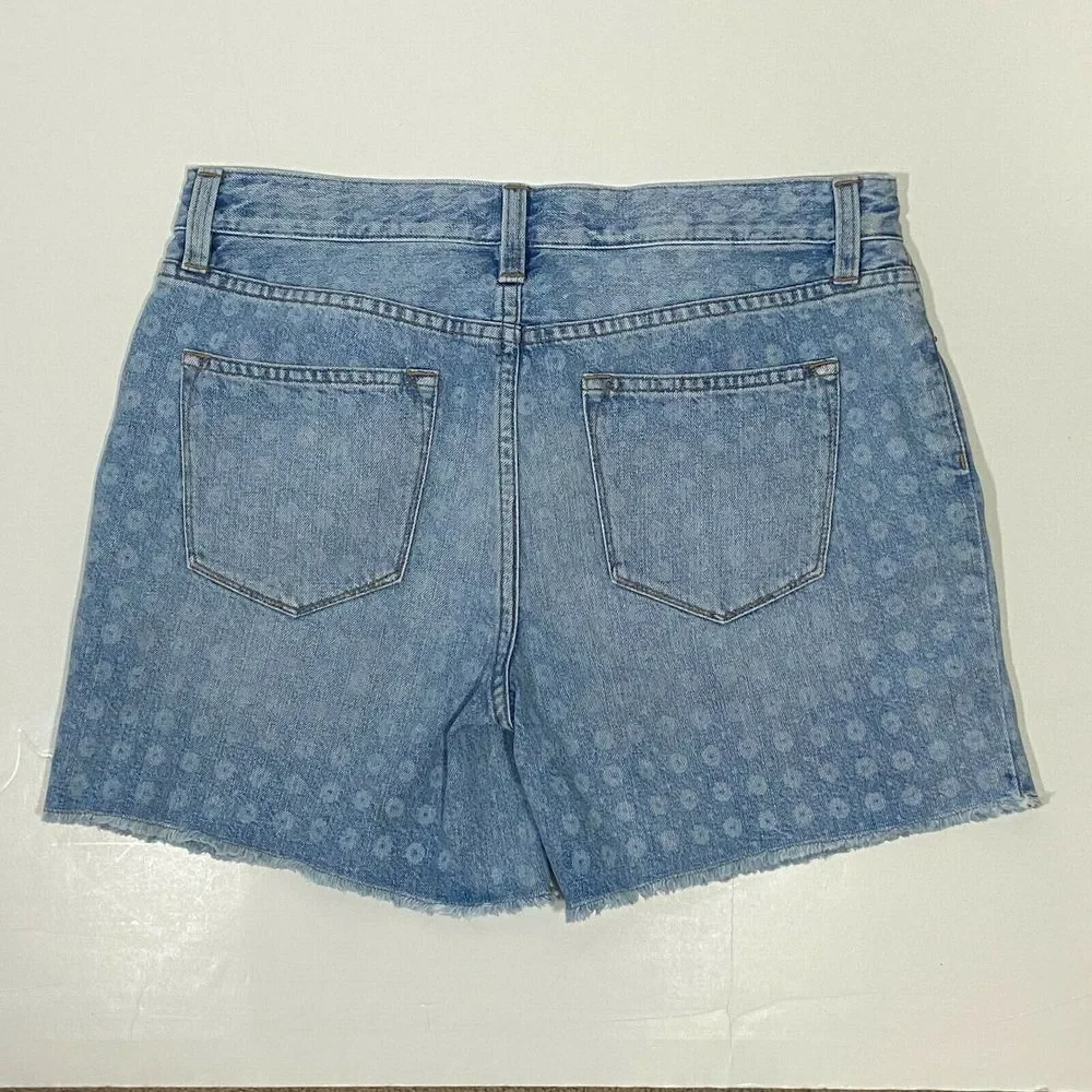 J. Crew Indigo Denim Print Raw Hem Women's Jean Shorts Size 28
